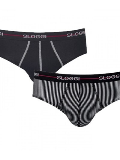 Slip Sloggi Midi 2 τεμ.  Μαύρο/Ριγέ