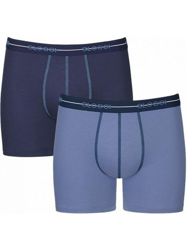 Boxer Sloggi Short 2 τεμ. Σιέλ/Σκούρο μπλε