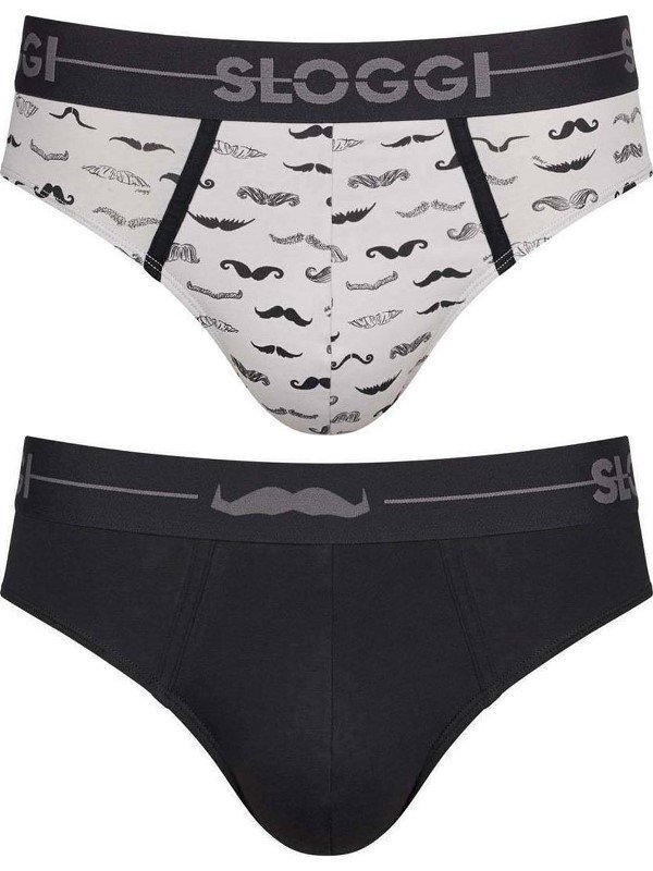 Slip Sloggi Mini 2 τεμ. Μαύρο/Γκρι
