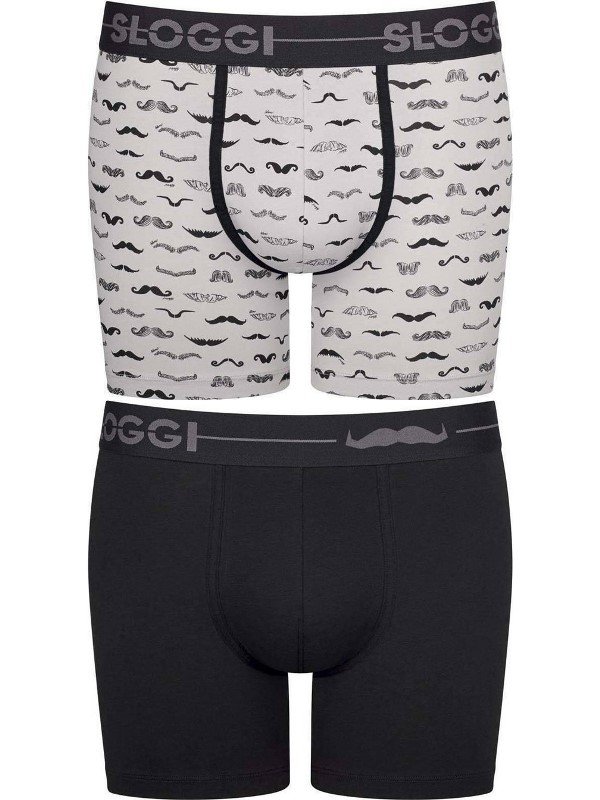 Boxer Sloggi Short 2 τεμ. Mαύρο/Γκρι