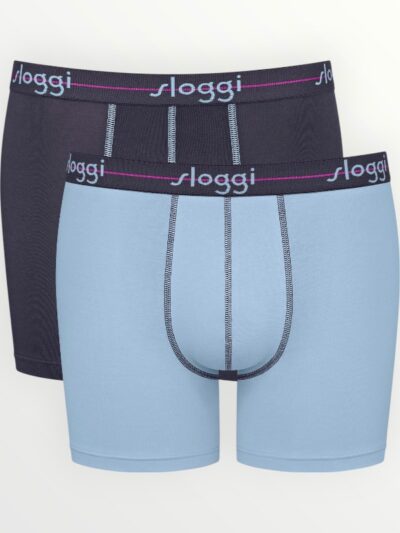 Boxer Sloggi Short 2 τεμ. Μπλε/Ανοιχτό Σιέλ