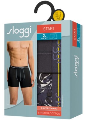 Alternative view of Boxer Sloggi Short 2 τεμ.  Ανθρακί/Aνθρακί με σχέδιο