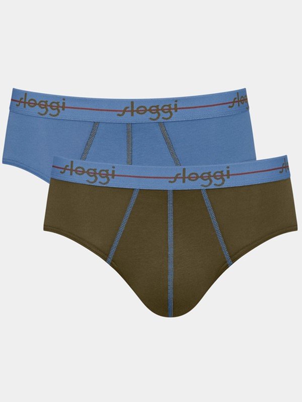 Slip Sloggi Midi 2 τεμ. Χακί/Γαλάζιο