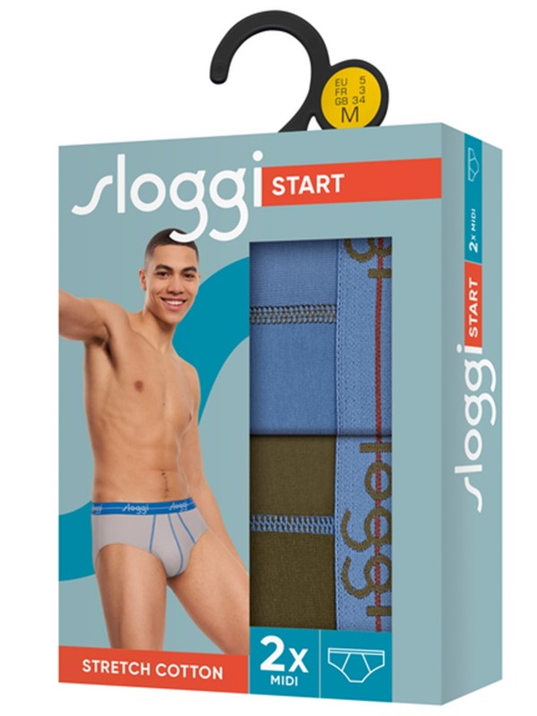 Slip Sloggi Midi 2 τεμ. Χακί/Γαλάζιο - Image 4