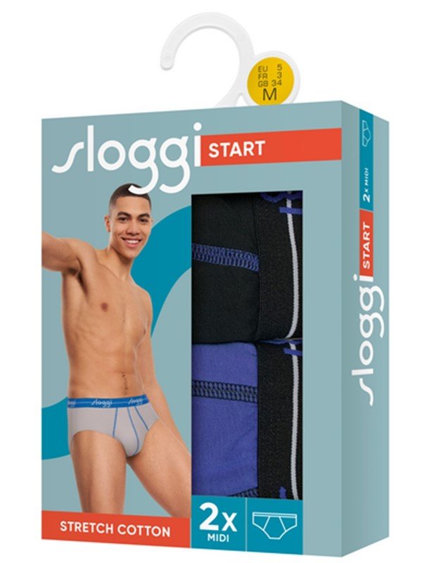 Slip Sloggi Midi 2 τεμ. Μαύρο/Μπλε ρουά - Image 2