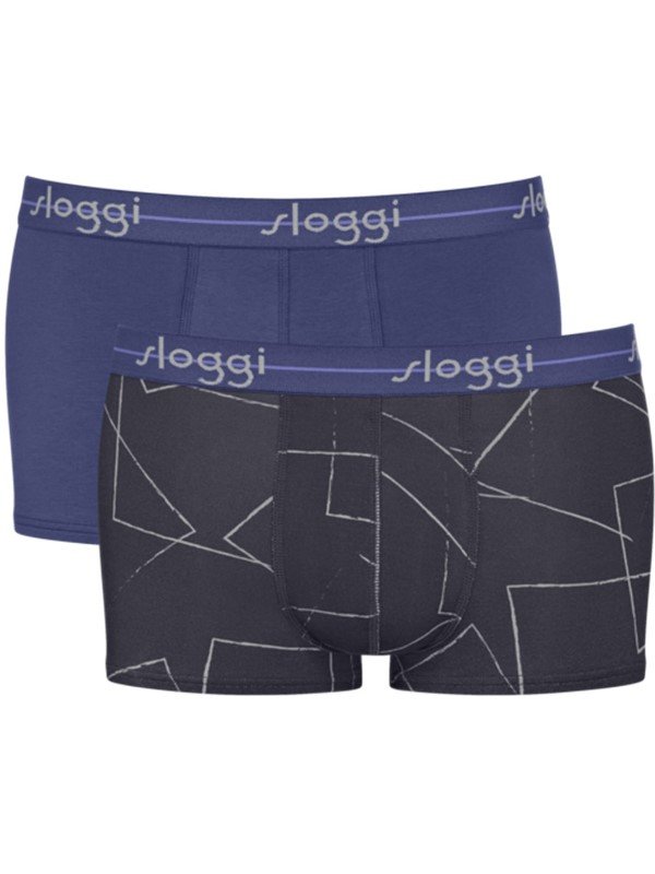 Boxer Sloggi Hipster 2 τεμ. Μωβ/Ανθρακί με σχέδιο