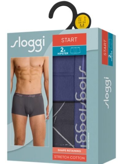 Alternative view of Boxer Sloggi Hipster 2 τεμ.  Μωβ/Ανθρακί με σχέδιο