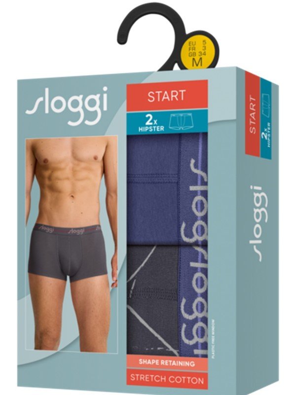 Boxer Sloggi Hipster 2 τεμ. Μωβ/Ανθρακί με σχέδιο - Image 2