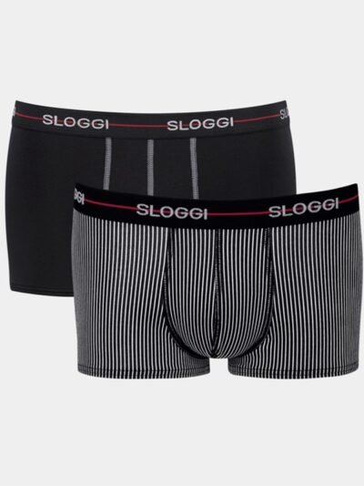 Boxer Sloggi Hipster 2 τεμ. Μαύρο/Ριγέ