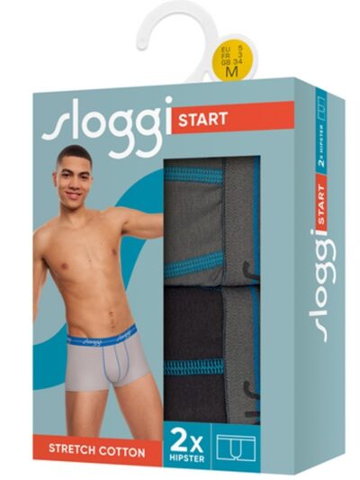Alternative view of Boxer Sloggi Hipster 2 τεμ.  Γκρι σκούρο/Ανθρακί