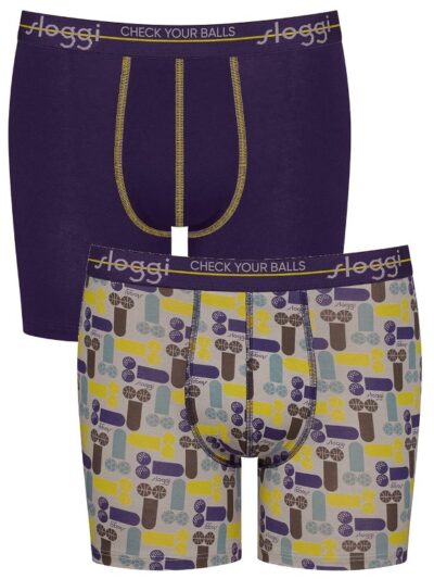 Boxer Sloggi Short 2 τεμ.  Μωβ/Εμπριμέ