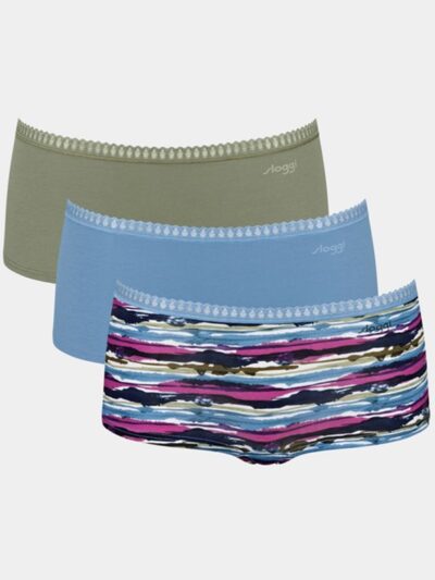 Sloggi Go Crush Short 3 τεμ. M010 Μπλε εμπριμέ/Πράσινο/Ραφ