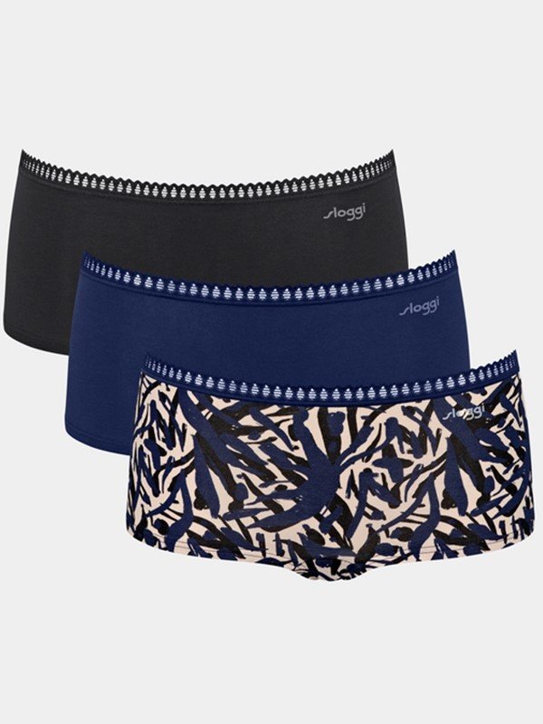 Sloggi Go Crush Short 3 τεμ. M008 Μπλε/Εμπριμέ/Μαύρο