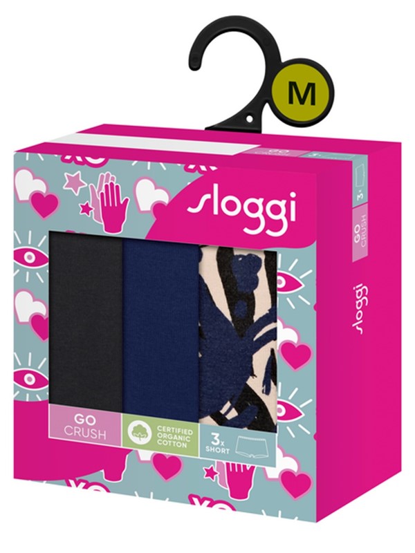 Sloggi Go Crush Short 3 τεμ. M008 Μπλε/Εμπριμέ/Μαύρο - Image 5