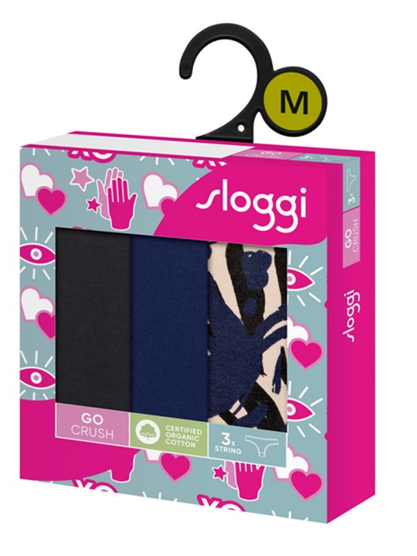 Sloggi Go Crush String 3 τεμ. M008 Μπλε/Εμπριμέ/Μαύρο - Image 8