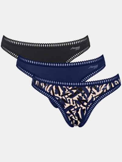 Sloggi Go Crush String 3 τεμ. M008 Μπλε/Εμπριμέ/Μαύρο