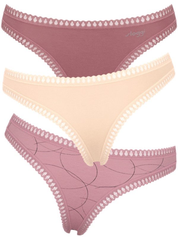 Sloggi Go Crush String 3 τεμ. V002 Ροζ Antique/Σάπιο μήλο/Εμπριμέ