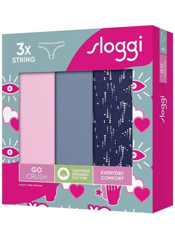 Sloggi Go Crush String 3 τεμ. V004 Μπλε All Over/Ροζ/Σιέλ - Image 5