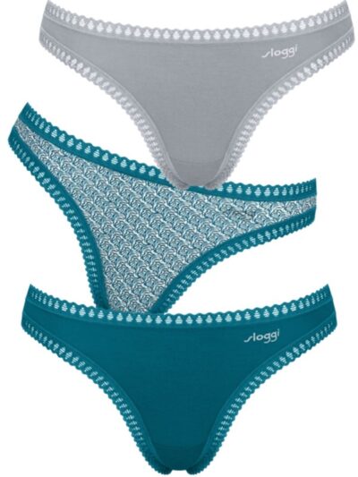 Sloggi Go Crush String 3 τεμ. V022  Πετρόλ/Γκρι/Εμπριμέ
