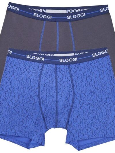 Boxer Sloggi Short 2 τεμ. Ανθρακί/Μπλε ρουά