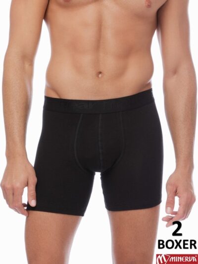Boxer Long Mengear Μινέρβα 2 τεμ. Μαύρο