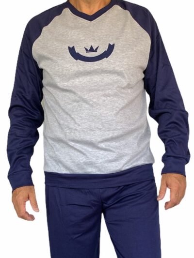 Alternative view of Πυζάμα Βαμβακερή Mario Uomo  Γκρι Μελανζέ/Μαρίν