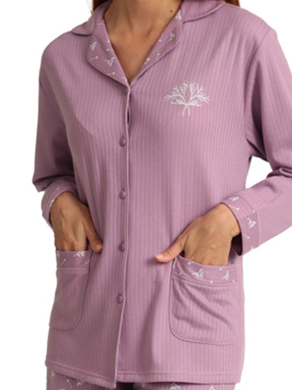 Πυζάμα Γυναικεία Ζακέτα Lydia Λιλά - Image 2