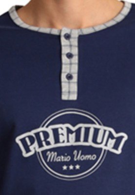 Πυζάμα Ανδρική Ίντερλοκ Mario Uomo Μαρίν/Καρό - Image 3