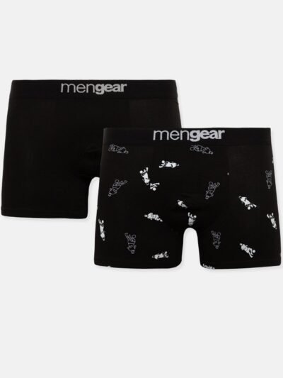 Boxer Μινέρβα Mengear 2 τεμ. Μαύρο/Μαύρο Εμπριμέ
