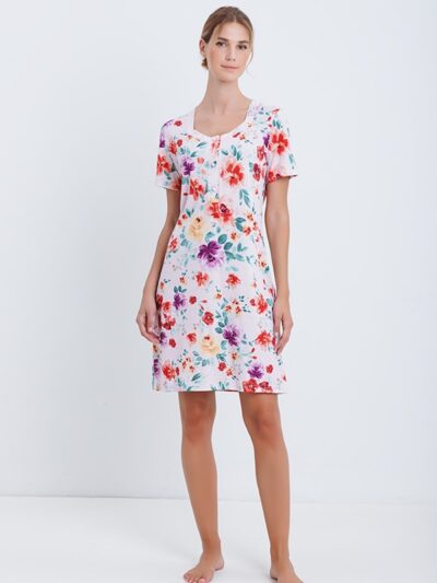Νυχτικό Βαμβακερό Giota Ροζ floral