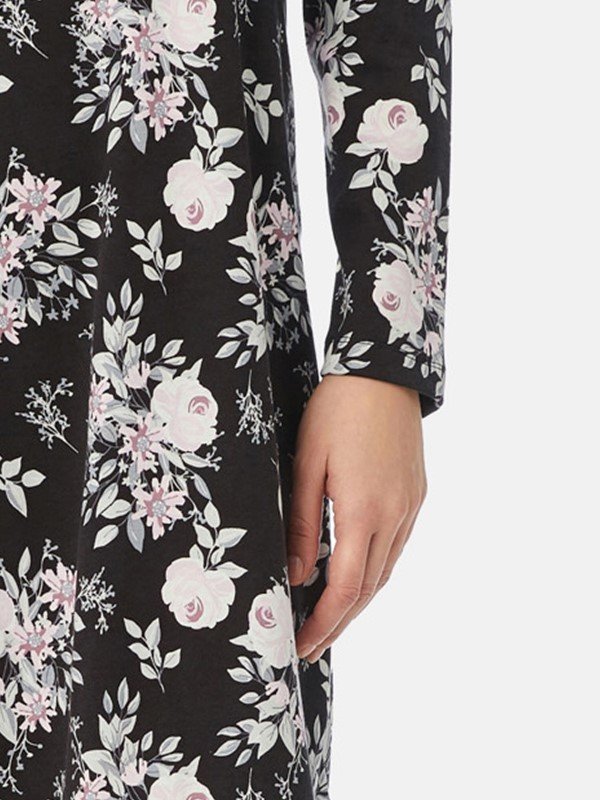 Νυχτικό Βαμβακερό Μινέρβα Μαύρο floral - Image 4
