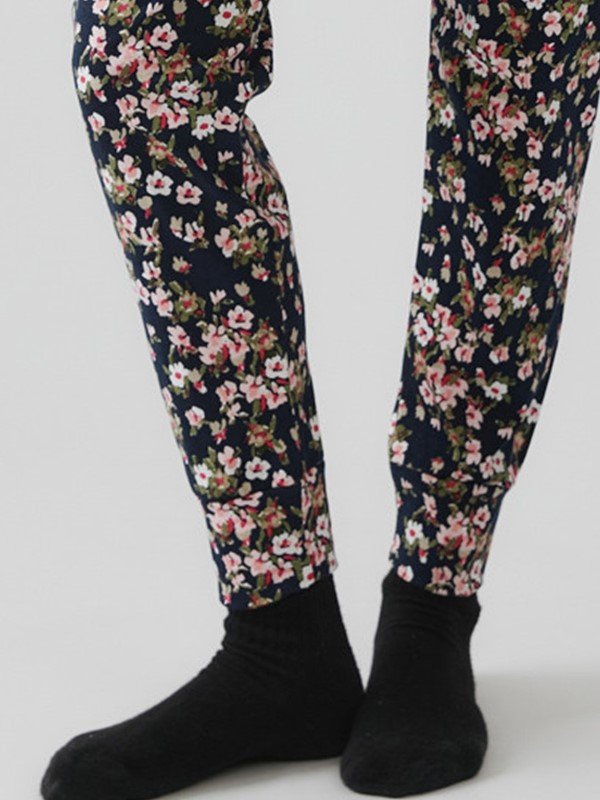 Πυζάμα Βαμβακερή Μινέρβα Χακί/Μαύρο floral - Image 4