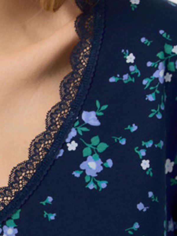 Νυχτικό Βαμβακερό Μινέρβα Μαρίν-σιέλ floral - Image 3