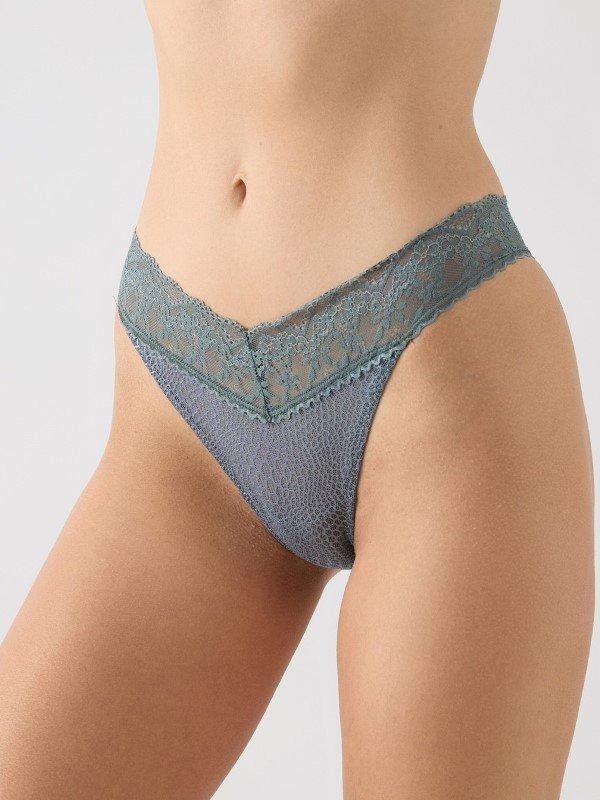 Minerva Κυλοτάκι Tanga V με δαντέλα Green Balsam