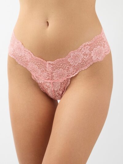 Minerva Thong Ελαστική Δαντέλα  Σομόν