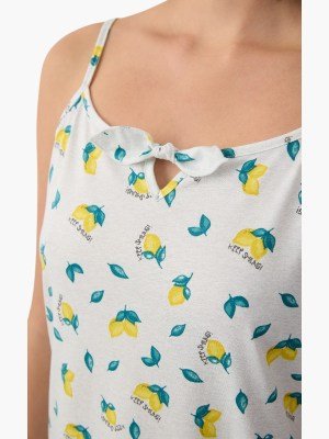 Νυχτικό Βαμβακερό Μινέρβα GREY MEL-YELLOW LEMONS - Image 3