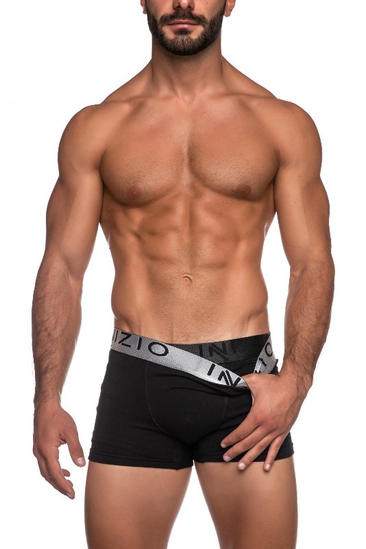 Ανδρικά Boxer Inizio 2 τεμ. Mαύρο/Mαύρο(Ασημί)