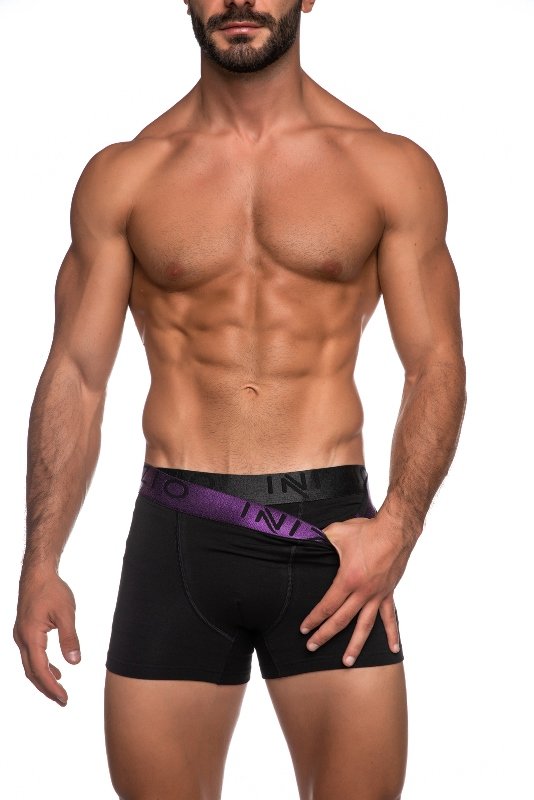 Ανδρικά Boxer Inizio 2 τεμ. Mαύρο/Mαύρο(Μωβ)