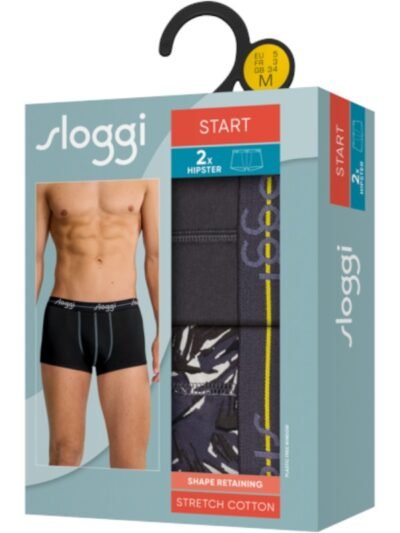 Alternative view of Boxer Sloggi Hipster 2 τεμ.  Ανθρακί/Ανθρακί με σχέδιο