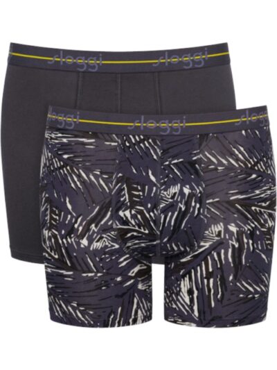 Boxer Sloggi Short 2 τεμ. Ανθρακί/Aνθρακί με σχέδιο
