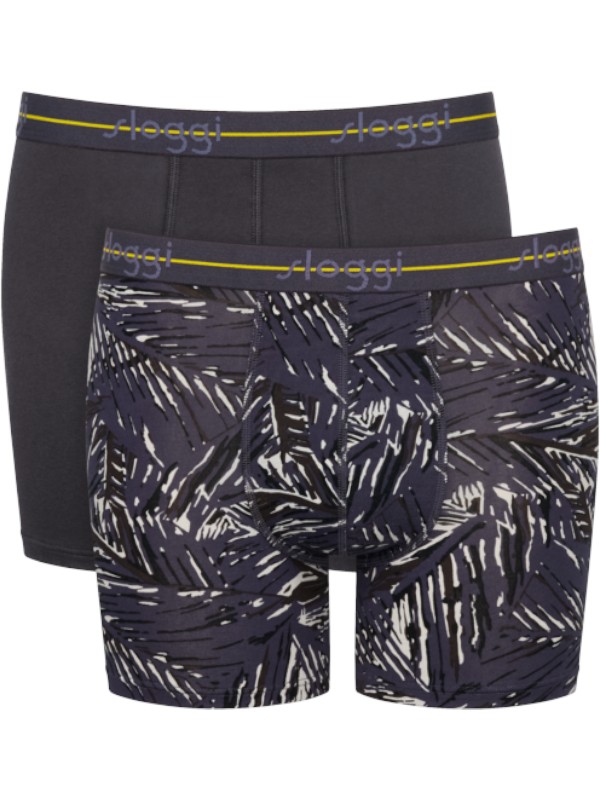 Boxer Sloggi Short 2 τεμ. Ανθρακί/Aνθρακί με σχέδιο
