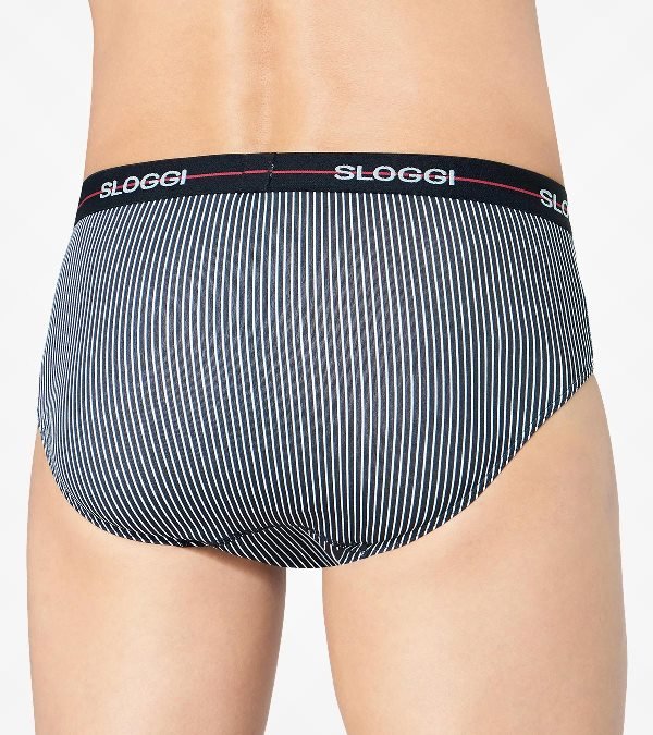 Slip Sloggi Midi 2 τεμ. Μαύρο/Ριγέ - Image 4