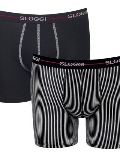 Boxer Sloggi Short 2 τεμ. Μαύρο/Ριγέ