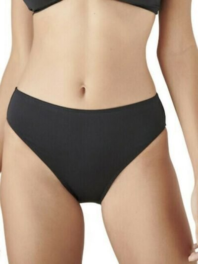 Μαγιό Bikini Ελαφρώς Ψηλόμεσο Slip Blu4u  ‘FASHION SOLIDS’  Μαύρο