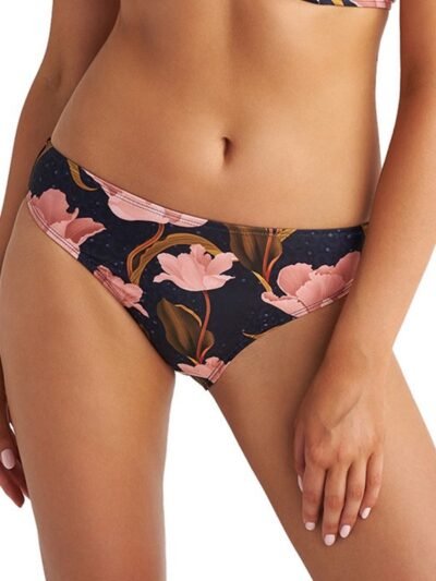 Μαγιό Bikini Slip Blu4u ‘PINK BLOOMS’ Μαύρο εμπριμέ