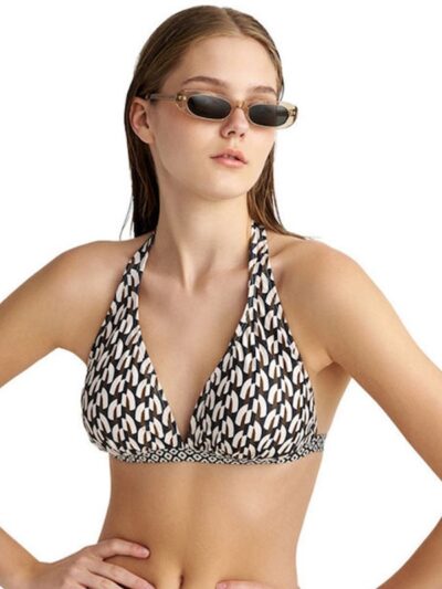 Τρίγωνο Bikini Top Blu4u ‘SHELLS Cup D Μαύρο εμπριμέ