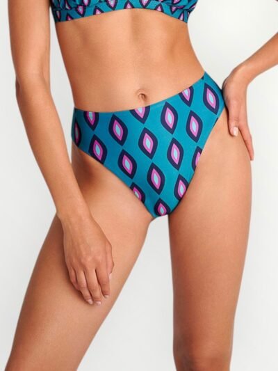 Μαγιό Bikini Hipster Slip Blu4u ‘BLUE REEF’ Πετρόλ Εμπριμέ