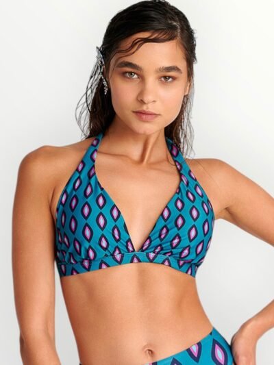 Τρίγωνο Bikini Top Blu4u Cup D 'BLUE REEF' Πετρόλ Εμπριμέ