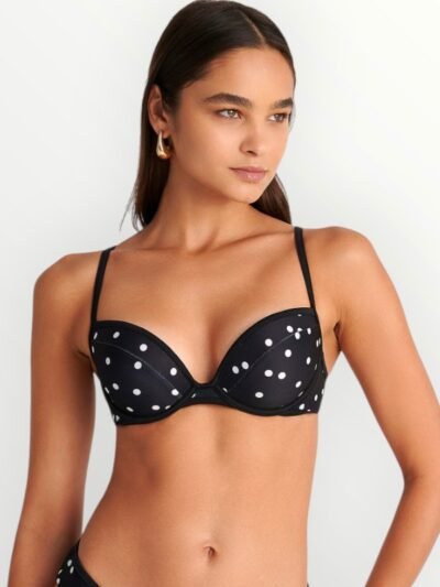 Μαγιό Push Up Top Blu4u Cup B ‘DOTTED POLCA’ Μαύρο Πουά
