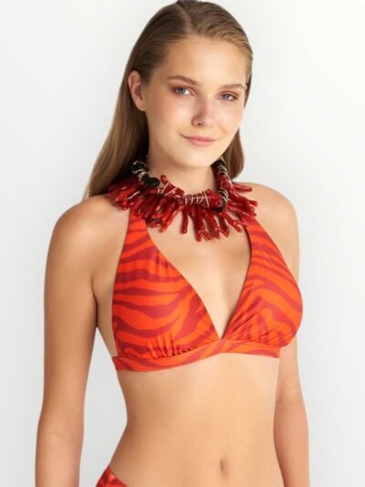 Μαγιό Τρίγωνο Top Blu4u Cup D 'RED ZEBRA' Πορτοκαλί/ Εμπριμέ